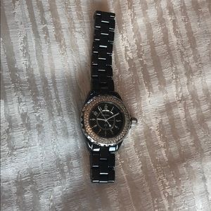 Knockoff Chanel Black Rhinestone Watch